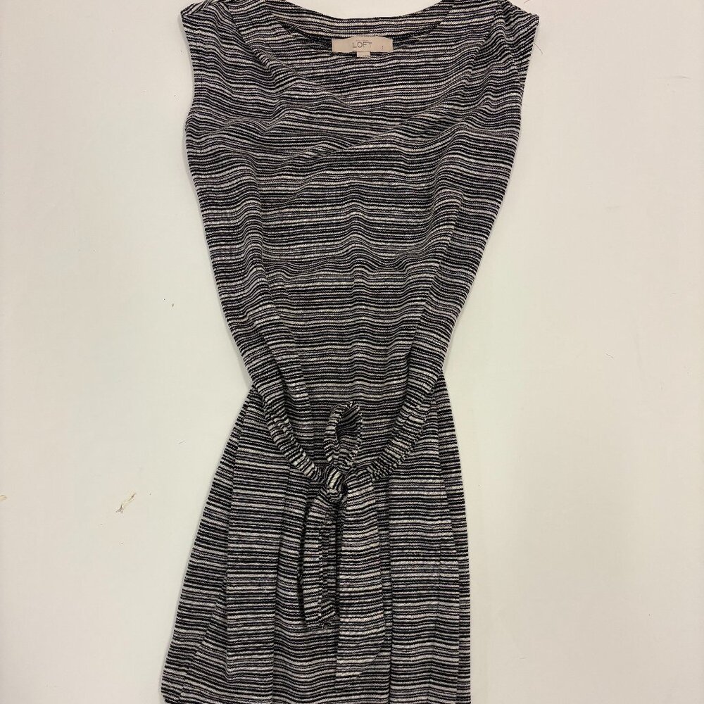 Loft Black and white striped tie dress